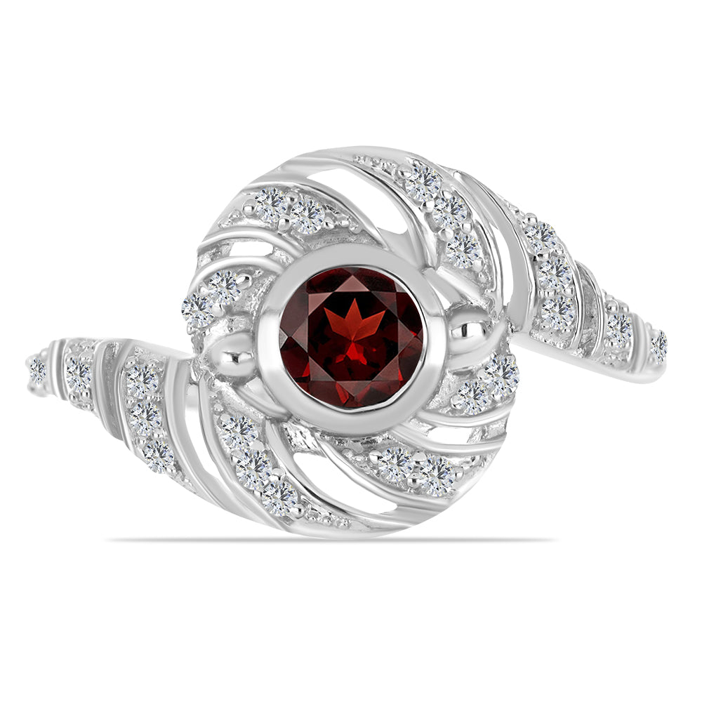 Anillo de Plata con Granate Barton y Topacio Blanco