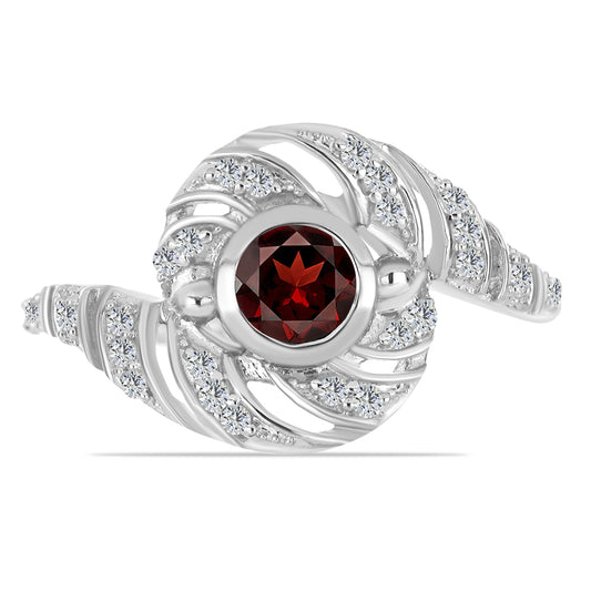 Anillo de Plata con Granate Barton y Topacio Blanco