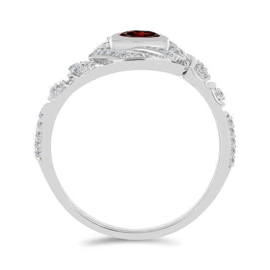 Anillo de Plata con Granate Barton y Topacio Blanco