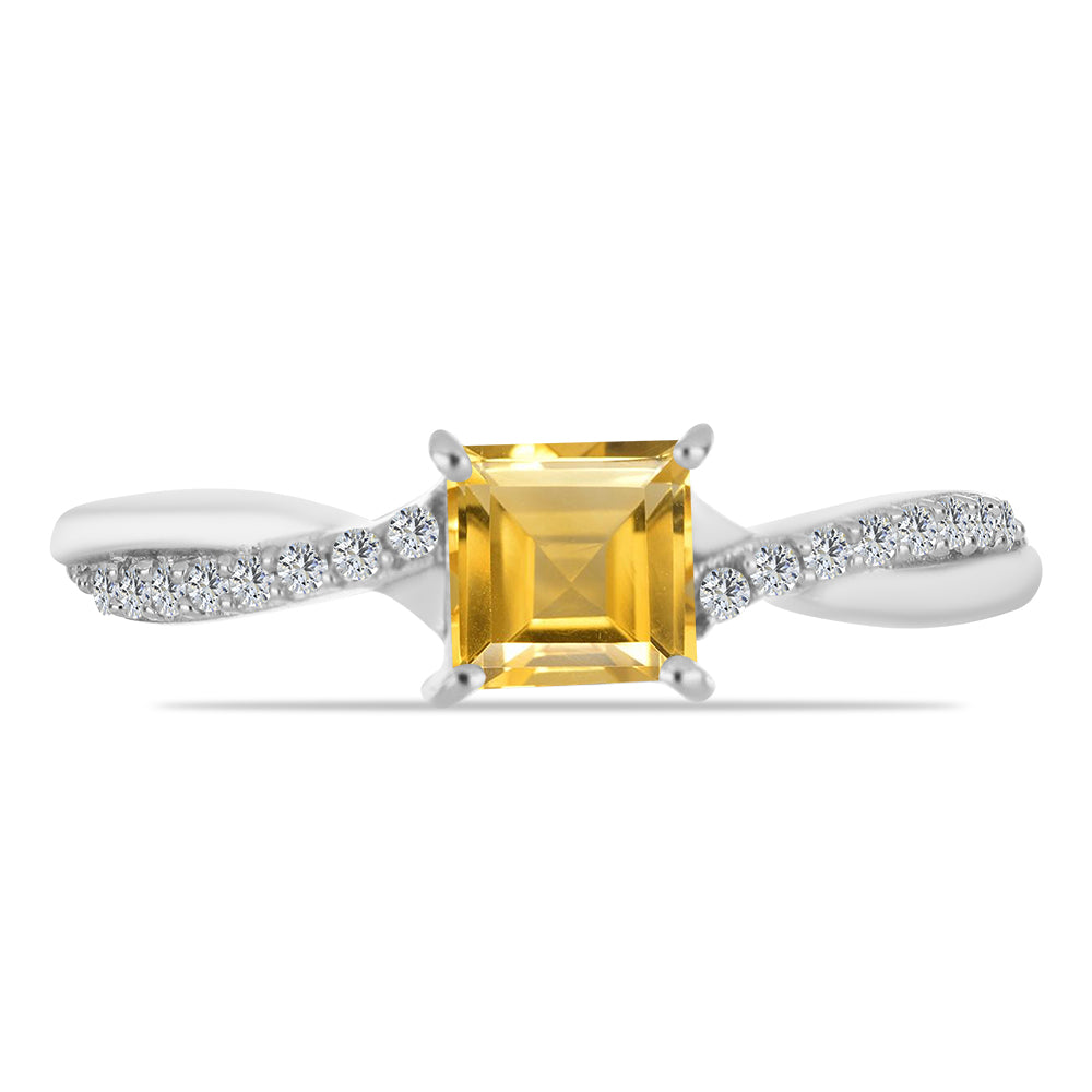 Anillo de Plata con Citrino de los Montes Urales y Topacio Blanco 2 