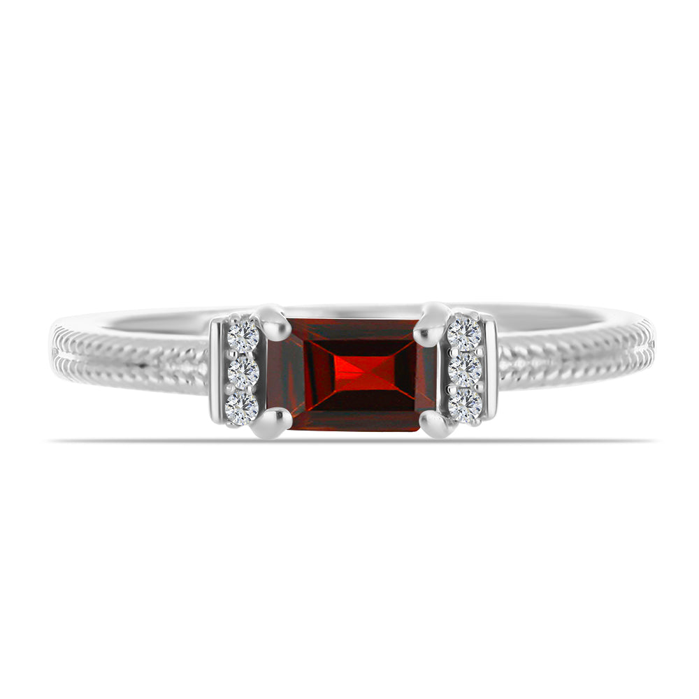 Anillo de Plata con Granate Barton y Topacio Blanco