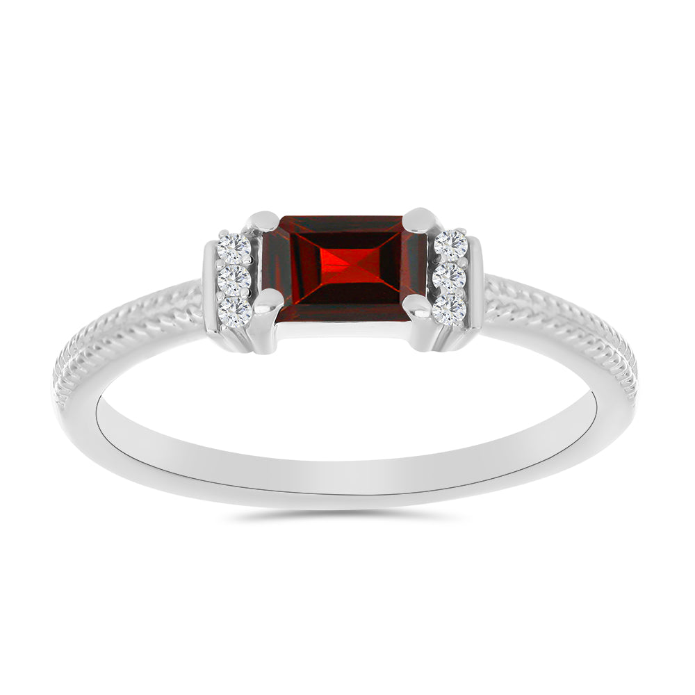 Anillo de Plata con Granate Barton y Topacio Blanco