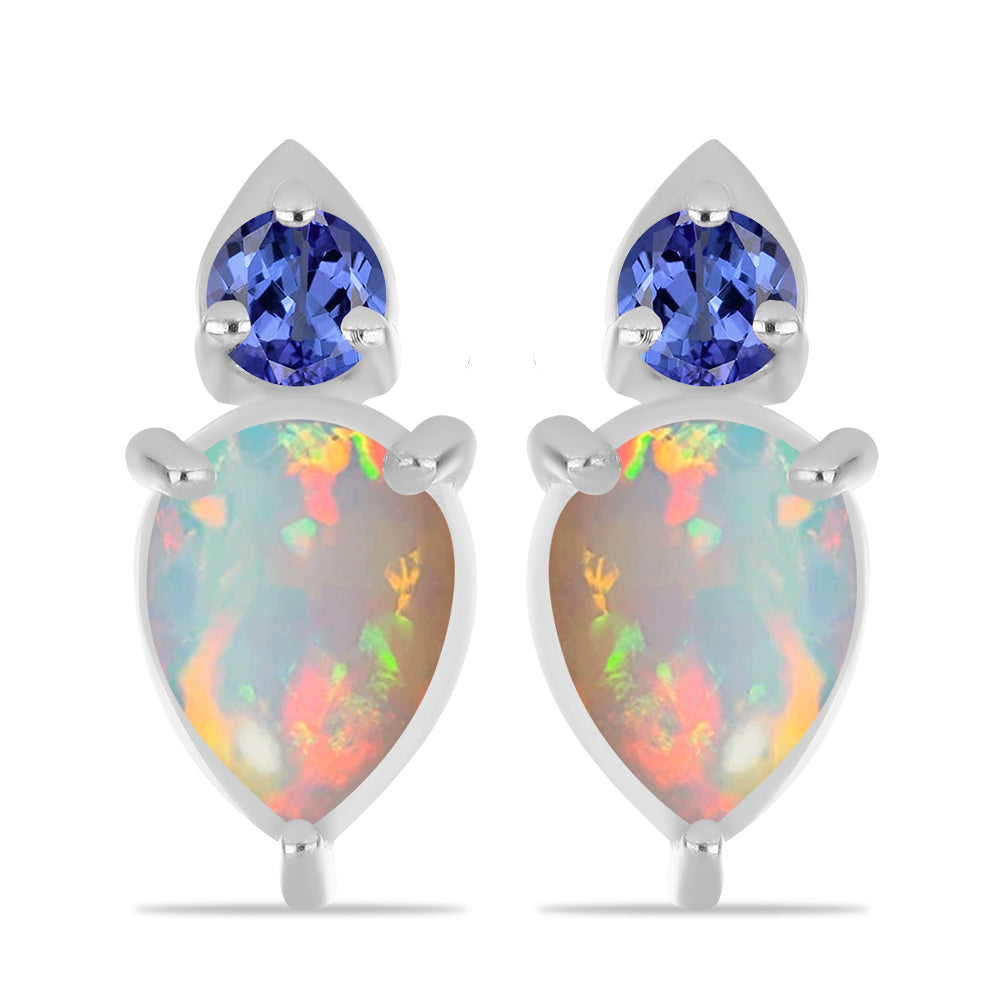 Pendientes de Plata con Tanzanita y Ópalo Etíope de Lega Dembi