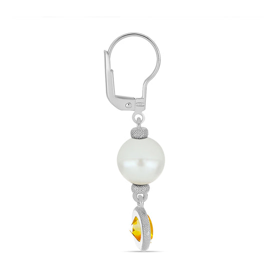 Pendientes de Plata con Citrino de los Montes Urales y Perla de Agua Dulce