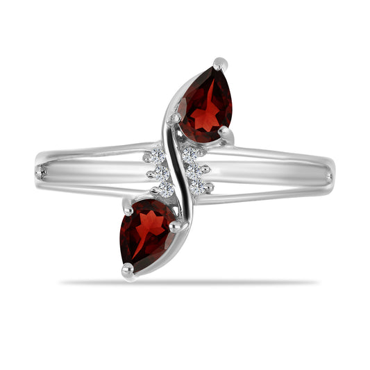 Anillo de Plata con Granate Barton y Topacio Blanco