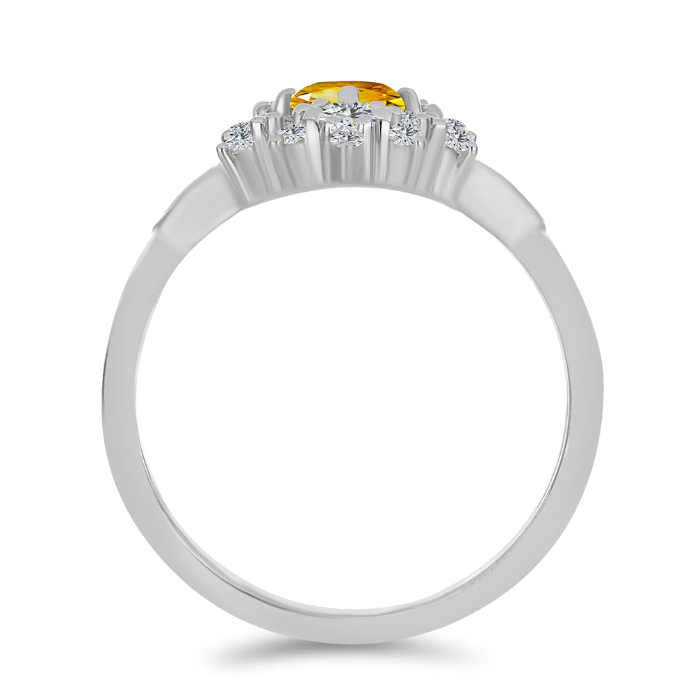 Anillo de Plata con Citrino de los Montes Urales y Topacio Blanco 2 