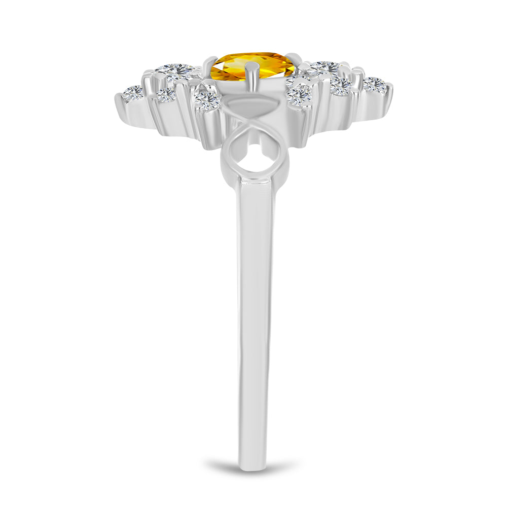 Anillo de Plata con Citrino de los Montes Urales y Topacio Blanco