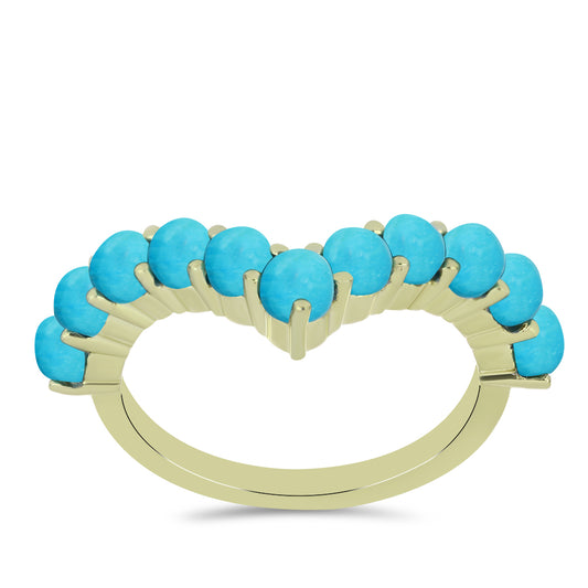 Anillo de Plata Bañada en Oro con Turquesa Bella Durmiente