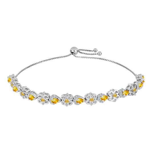 Pulsera de Plata con Citrino de los Montes Urales y Topacio Blanco