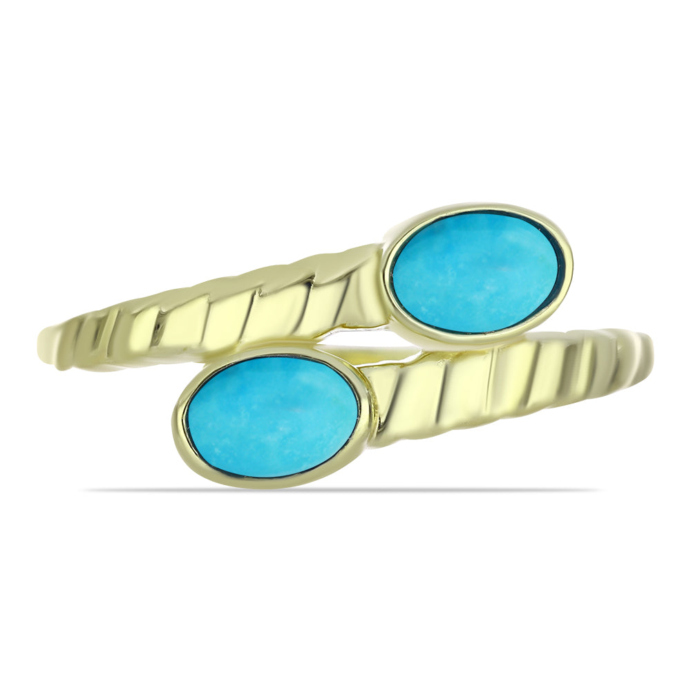 Anillo de Plata Bañada en Oro con Turquesa Bella Durmiente 1 