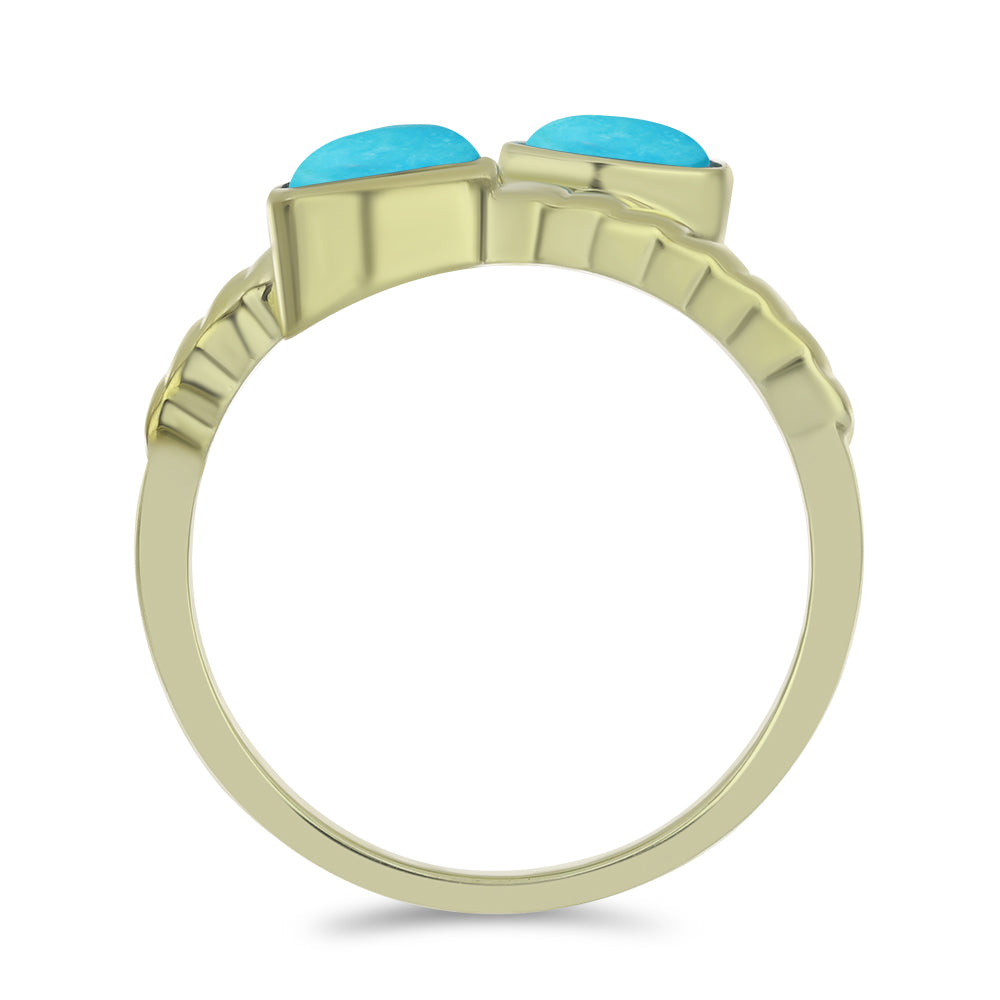 Anillo de Plata Bañada en Oro con Turquesa Bella Durmiente