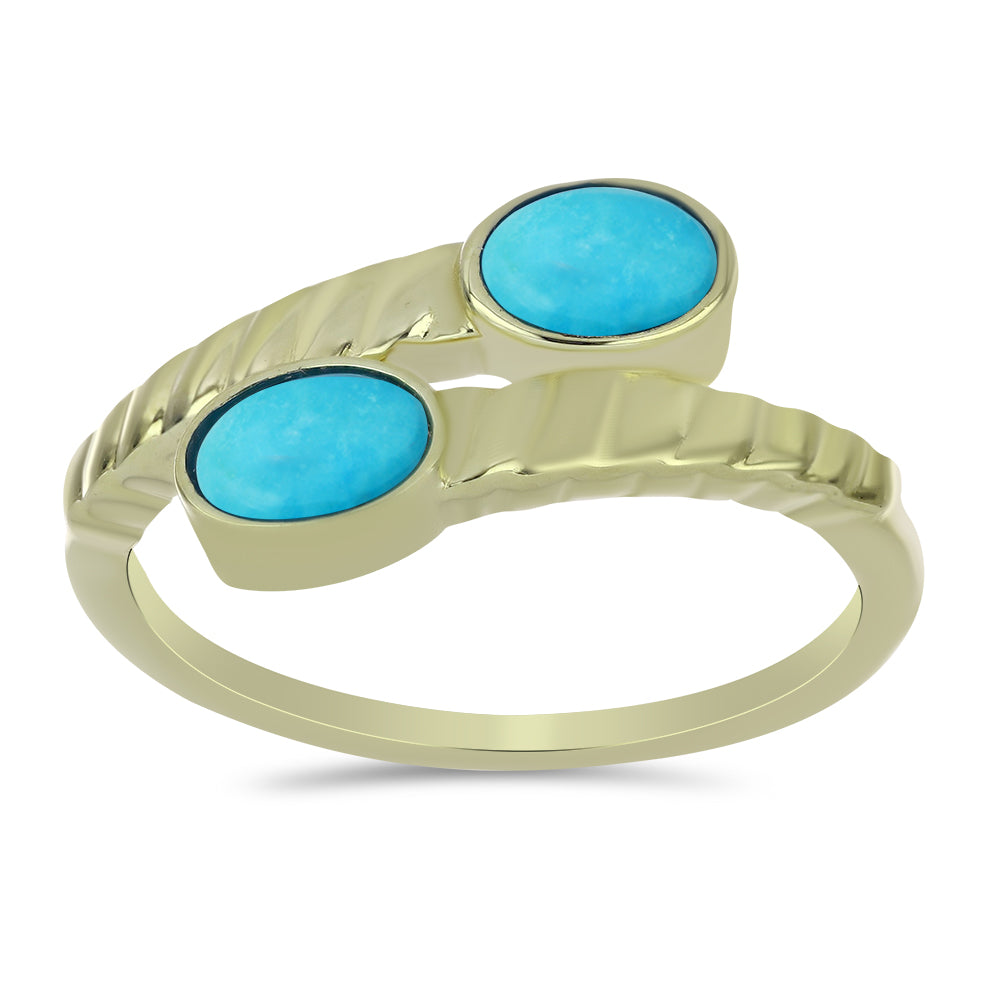 Anillo de Plata Bañada en Oro con Turquesa Bella Durmiente 3 