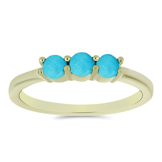 Anillo de Plata Bañada en Oro con Turquesa Bella Durmiente