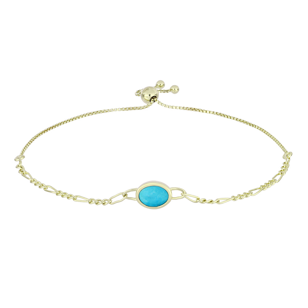 Pulsera de Plata Bañada en Oro con Turquesa Bella Durmiente