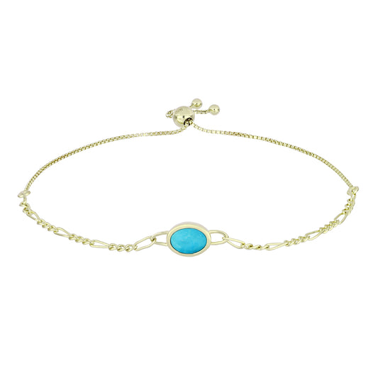 Pulsera de Plata Bañada en Oro con Turquesa Bella Durmiente