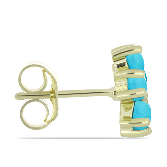 Pendientes de Plata Bañada en Oro con Turquesa Bella Durmiente y Topacio Blanco