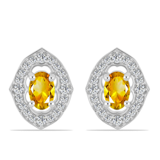 Pendientes de Plata con Citrino de los Montes Urales y Topacio Blanco