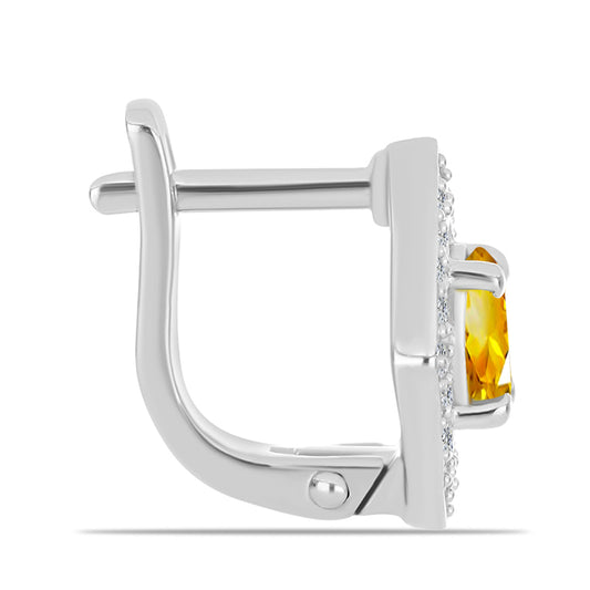 Pendientes de Plata con Citrino de los Montes Urales y Topacio Blanco