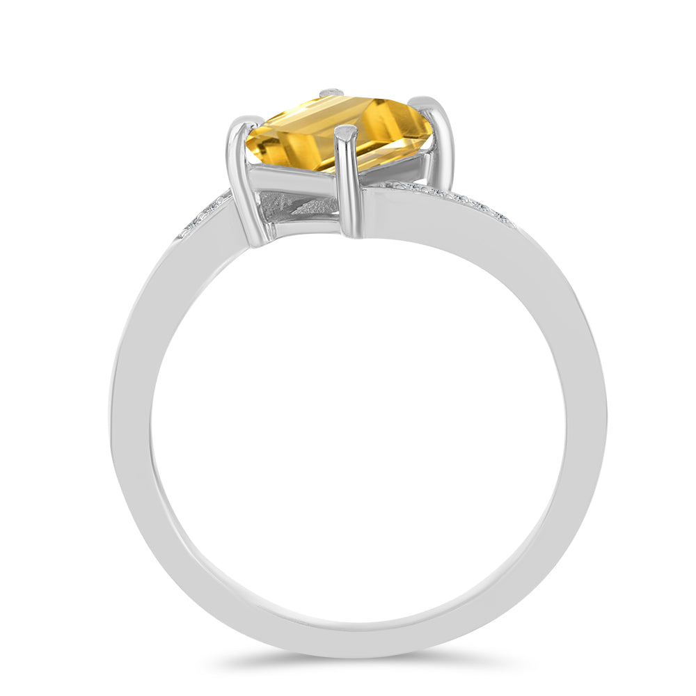 Anillo de Plata con Citrino de los Montes Urales y Topacio Blanco