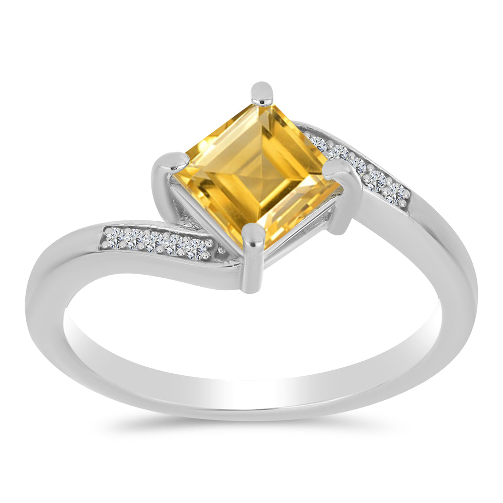 Anillo de Plata con Citrino de los Montes Urales y Topacio Blanco 3 