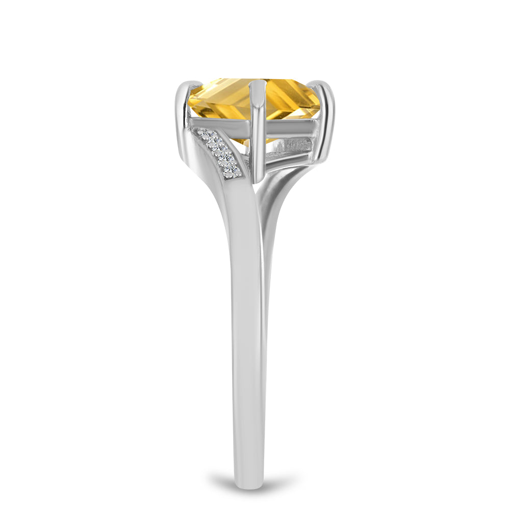 Anillo de Plata con Citrino de los Montes Urales y Topacio Blanco 4 
