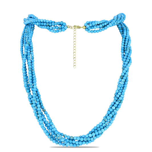 Collar de Plata Bañada en Oro con Turquesa Bella Durmiente