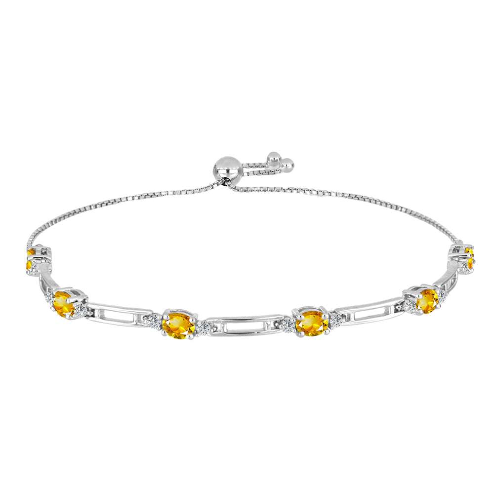 Pulsera de Plata con Citrino de los Montes Urales y Topacio Blanco