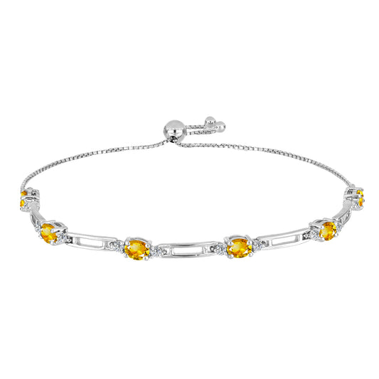 Pulsera de Plata con Citrino de los Montes Urales y Topacio Blanco