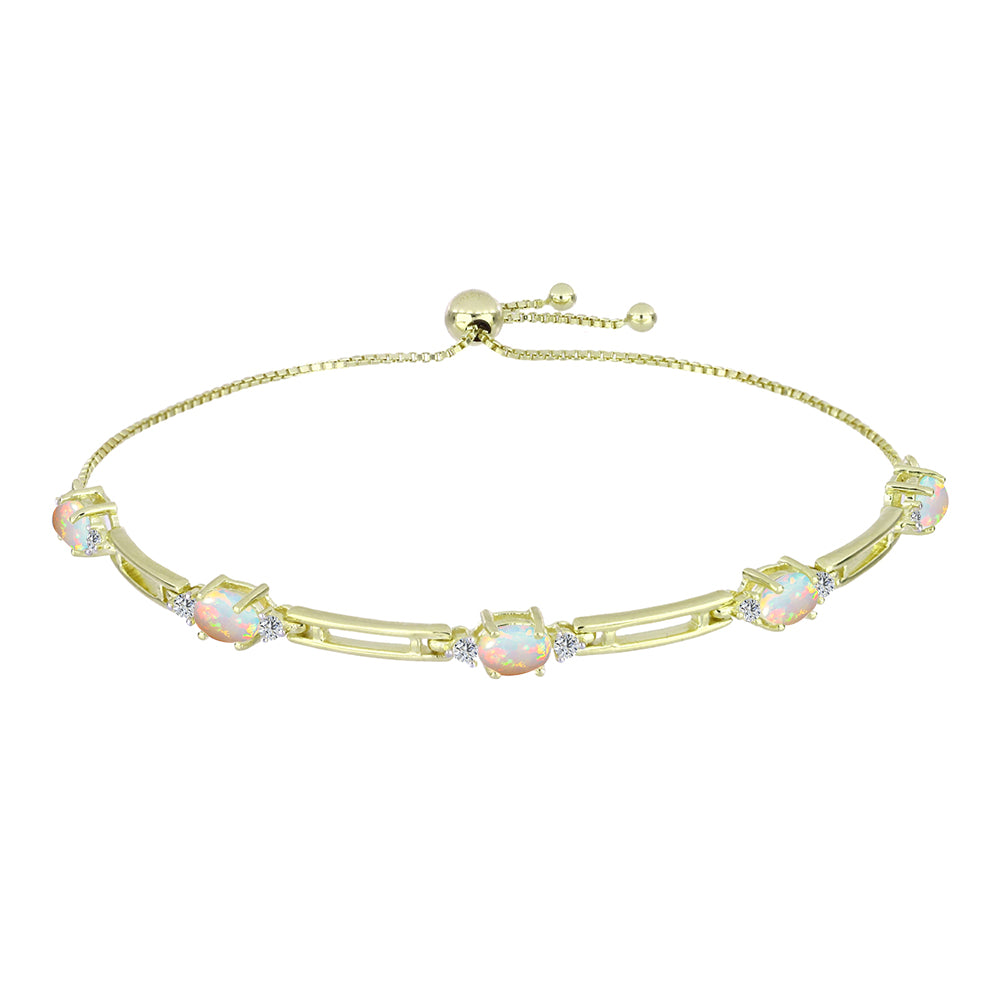 Pulsera de Plata Bañada en Oro con Ópalo Etíope de Lega Dembi y Topacio Blanco
