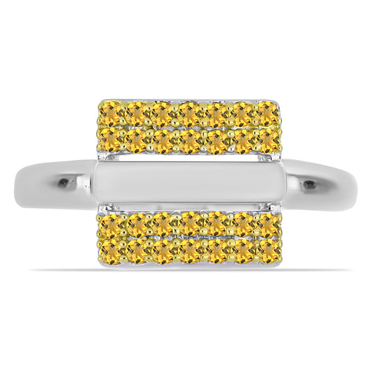 Anillo de Plata Bañada en Oro con Citrino de los Montes Urales