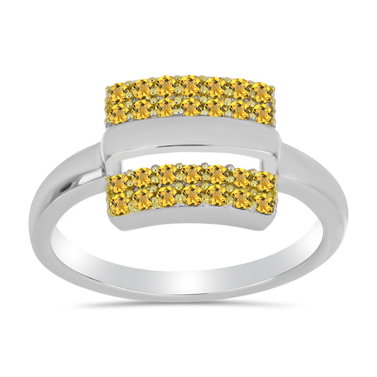 Anillo de Plata Bañada en Oro con Citrino de los Montes Urales