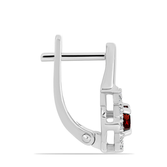 Pendientes de Plata con Granate Barton y Topacio Blanco