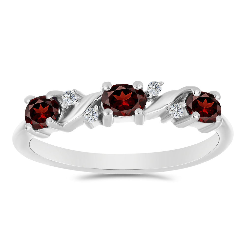 Anillo de Plata con Granate Barton y Topacio Blanco