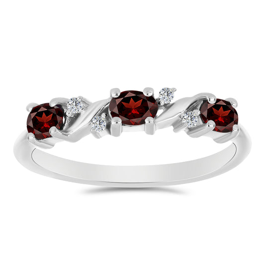 Anillo de Plata con Granate Barton y Topacio Blanco