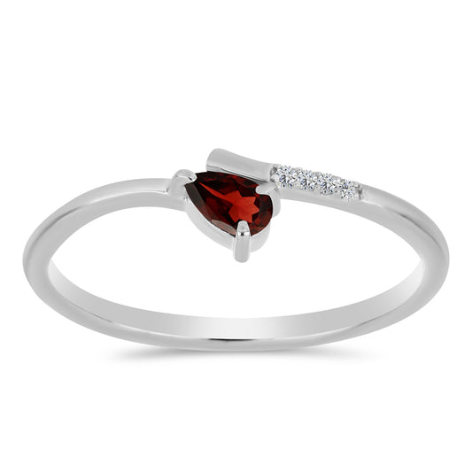 Anillo de Plata con Granate Barton y Topacio Blanco