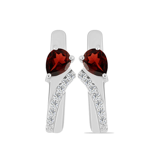 Pendientes de Plata con Granate Barton y Topacio Blanco
