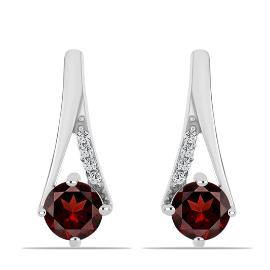 Pendientes de Plata con Granate Barton y Topacio Blanco