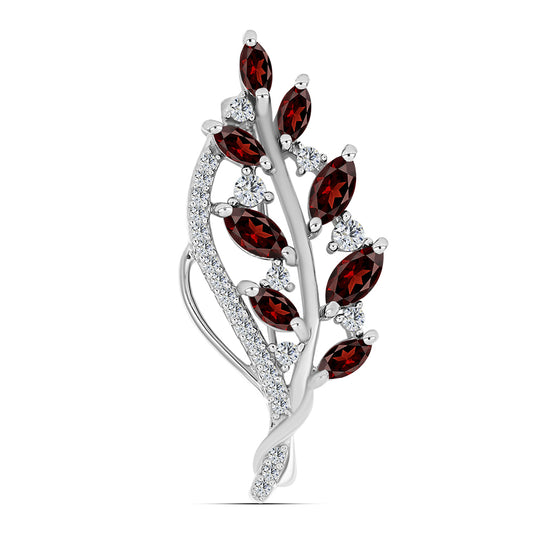 Broche de Plata con Granate Barton y Topacio Blanco