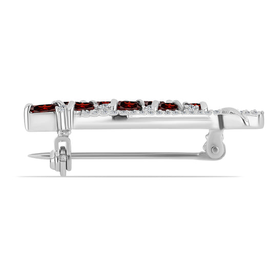 Broche de Plata con Granate Barton y Topacio Blanco