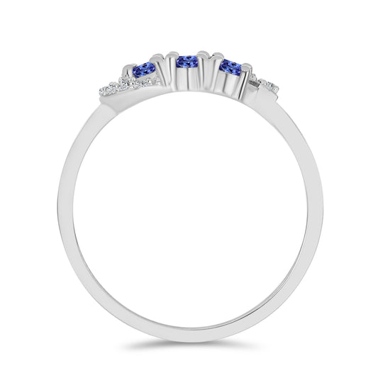 Anillo de Plata con Tanzanita y Topacio Blanco