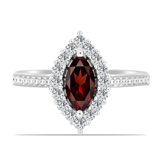 Anillo de Plata con Granate Barton y Topacio Blanco