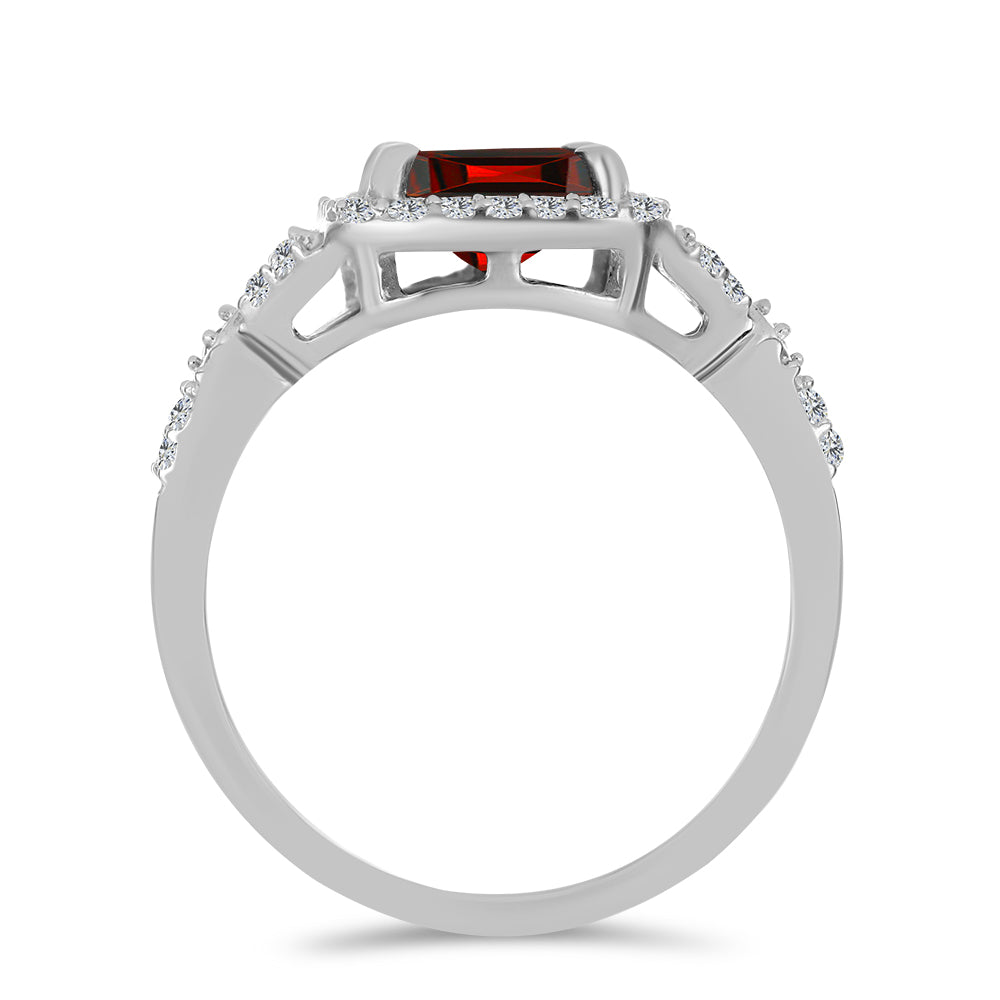 Anillo de Plata con Granate Barton y Topacio Blanco 2 