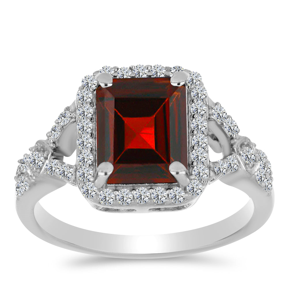 Anillo de Plata con Granate Barton y Topacio Blanco