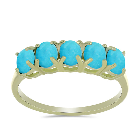 Anillo de Plata Bañada en Oro con Turquesa Bella Durmiente