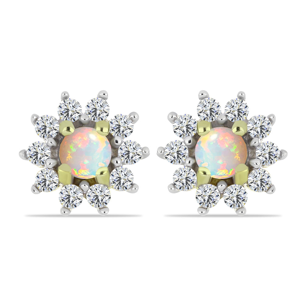 Pendientes de Plata Bañada en Oro con Ópalo Etíope de Lega Dembi y Topacio Blanco