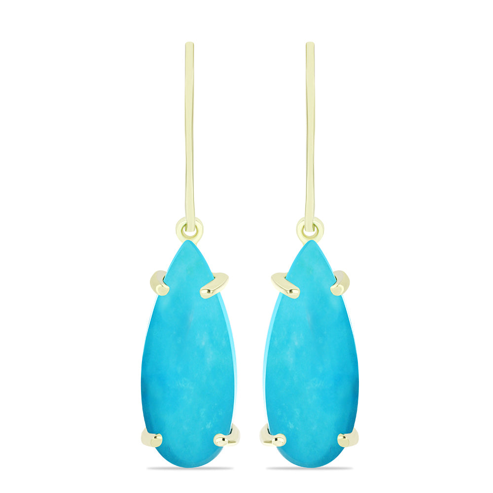 Pendientes de Plata Bañada en Oro con Turquesa Bella Durmiente