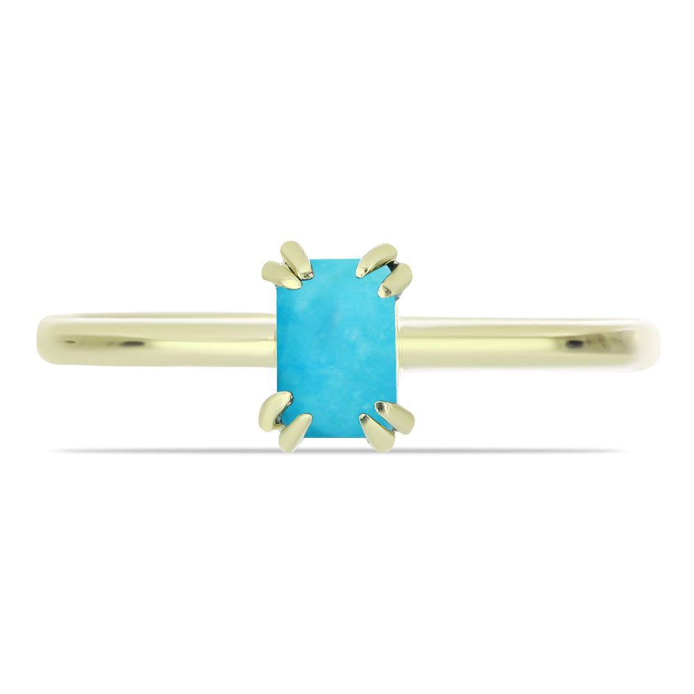 Anillo de Plata Bañada en Oro con Turquesa Bella Durmiente 2 