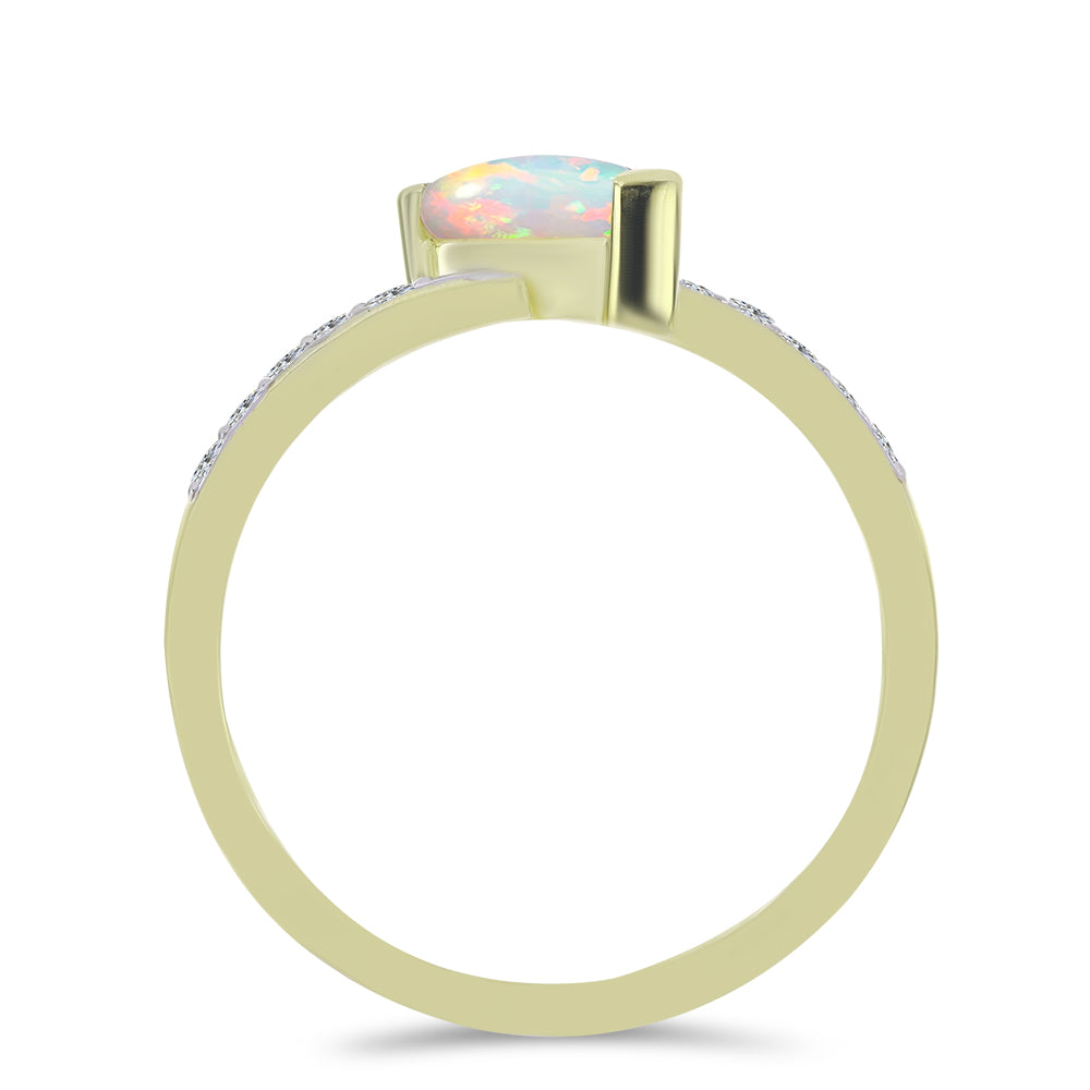 Anillo de Plata Bañada en Oro con Ópalo Etíope de Lega Dembi y Topacio Blanco