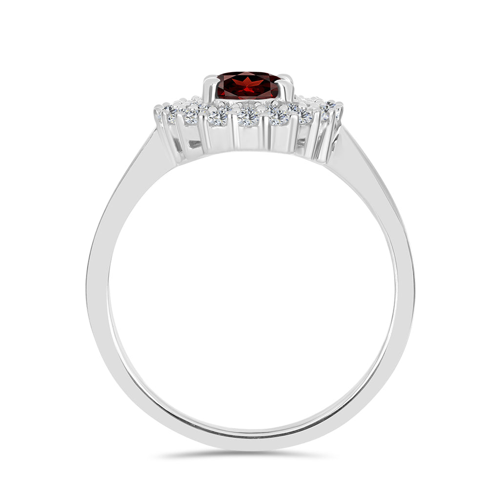 Anillo de Plata con Granate Barton y Topacio Blanco 2 