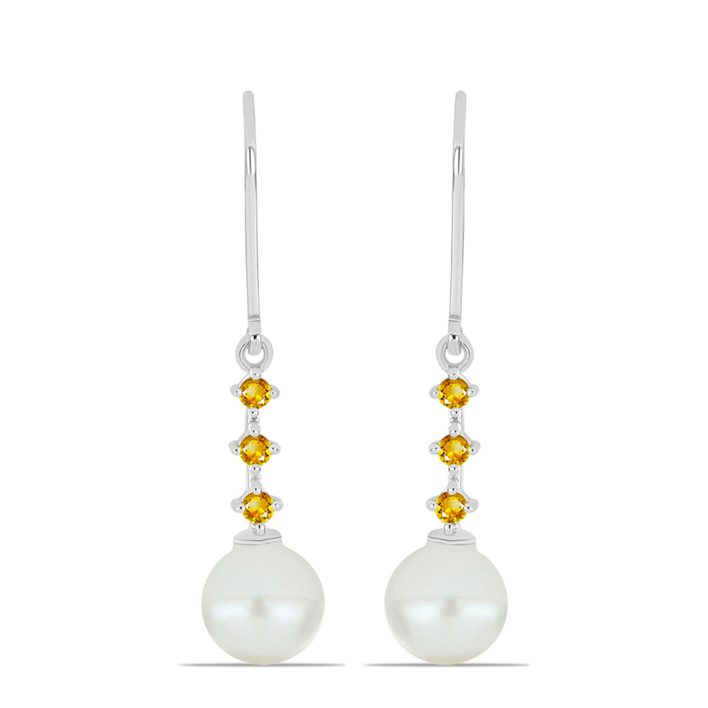Pendientes de Plata con Citrino de los Montes Urales y Perla de Agua Dulce 1 